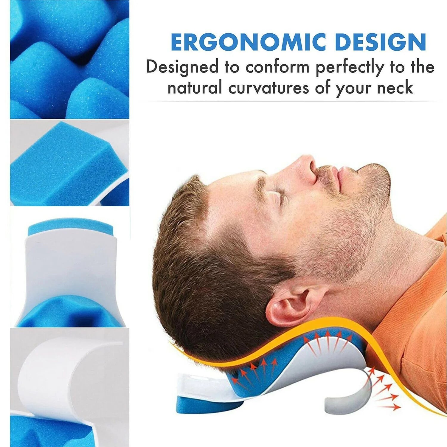 Support Pillow Blue Headrest Cushion Cervical Pillow